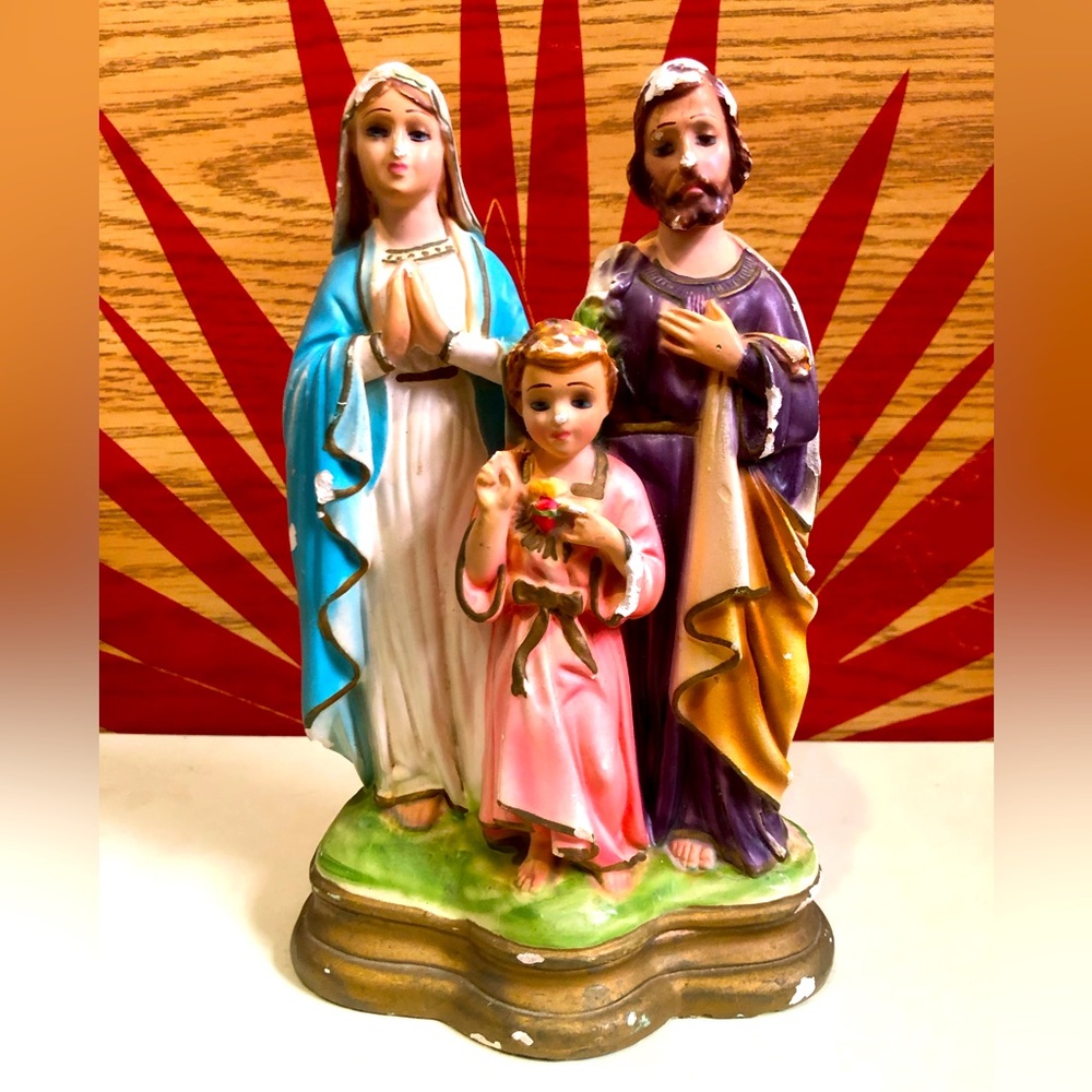 Vintage Italian Mother Mary & Joseph Chalkware Statue